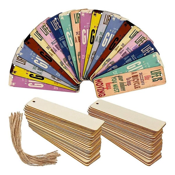 Wood Blank Bookmarks With Holes And Ropes For Christmas Diy Wedding Birthday Pa Carousel 1