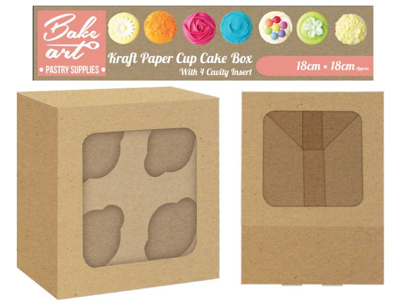 Cup Cakes Box - Kraft paper Holding 4 Cakes Kraft paper (24 Units) Carousel 1
