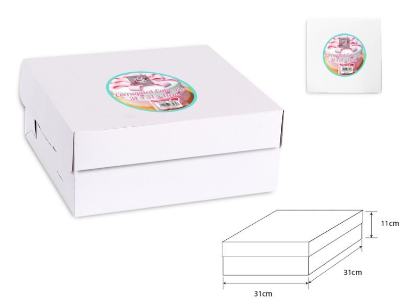 Cake Box - Corrugated White 31cm (24 Units) Carousel 1