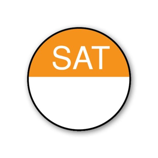 Saturday Day Label Orange on White-24mm-1000-Roll Carousel 1