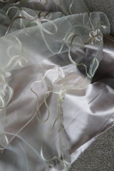 LARGE Cream Embroidered organza voile/net curtain, 3m wide Carousel 4