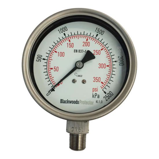 Gauge Pressure SS Case 3/8" BSPT 0/2500 kPa (Each) Carousel 1