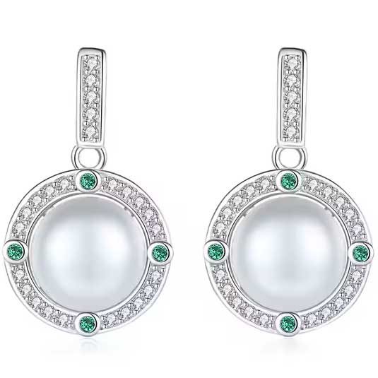Silver Pearl Crystal Earrings "Dariya" Carousel 1