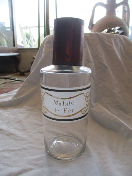 SH 482 - Malate der Fer - French Chemist Jar - Glass Apothecary Bottle Carousel 1