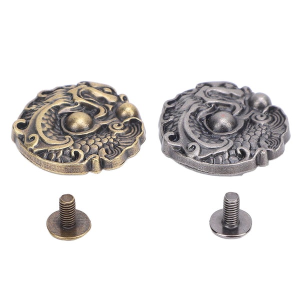 embossed dragon pattern buttons antique metal buttons 2 Set Dragon Pattern Metal Carousel 8