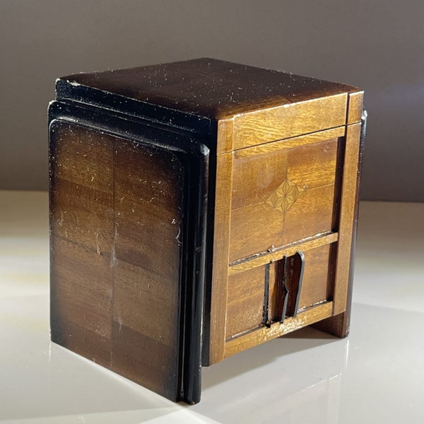 Mechanical Cigarette Dispenser Box with Marquetry Inlay & Bird – c1930s Carousel 2