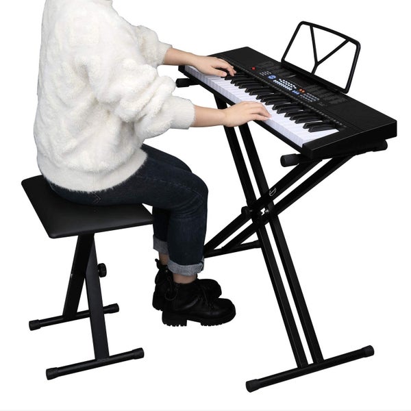 X-style Adjustable Padded Keyboard Bench With Foldable Double-X Shaped Stand629566581711381116