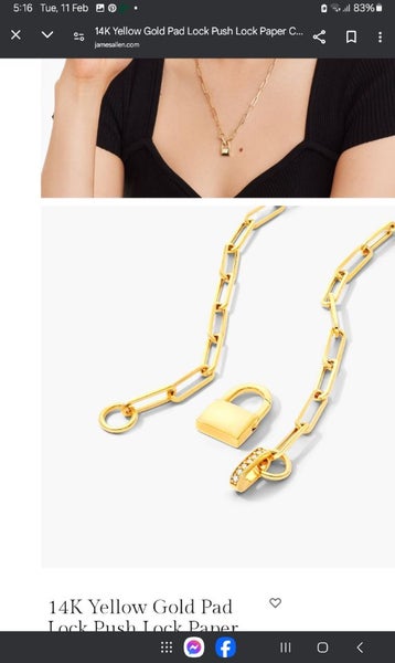 14ct Gold and Diamonds Padlock Paperclip Necklace Carousel 5