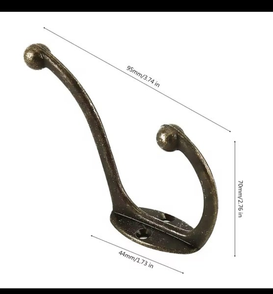vintage chunky coat hooks hook, antique bronze look coathooks Carousel 1