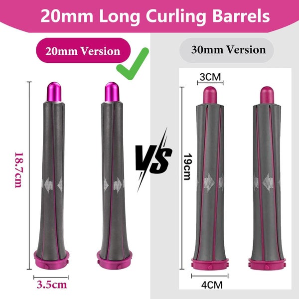 20mm/0.78in Long Curling Iron Barrels Attachment (1Pair )for Dyson HS05 HS01 Carousel 2