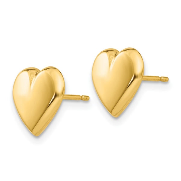 14k Solid Yellow Gold Heart Post Stud Earrings, 10mm Carousel 2