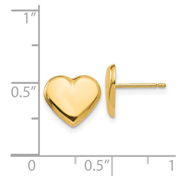 14k Solid Yellow Gold Heart Post Stud Earrings, 10mm Carousel 4