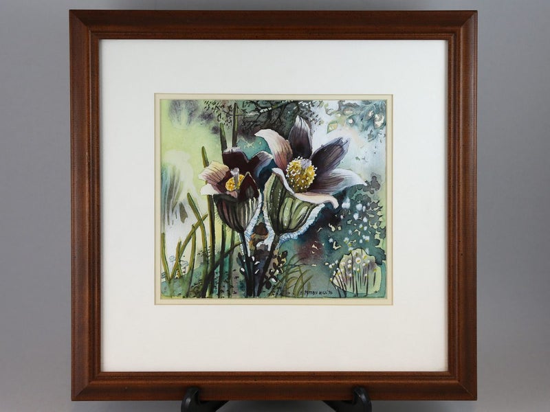 Watercolour Painting by Heather Person Hill, Pulsatilla Flower Carousel 2