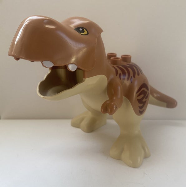 Lego Duplo Tan Tyrannosaurus T Rex DINOSAUR Prehistoric Animal ADULT w/ Stripes Carousel 1