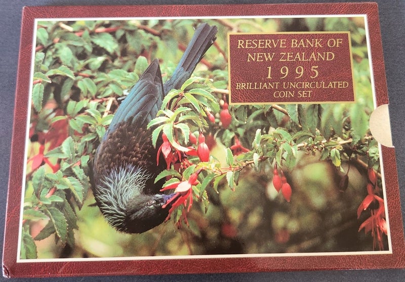 NEW ZEALAND 1995 MINT SET WITH $5 TUI BIRD COIN, MINTAGE 6,000, $1 RES! Carousel 1