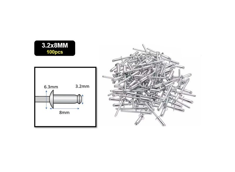 PTN 100pcs 3.2x8mm Aluminum Blind Rivets Pop Rivets Core Pulling Rivets Grip Carousel 1
