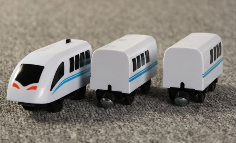 PTN WHITE 3pcs Train Set Battery Operated Compatible Thomas Railway Train Toys Carousel 2