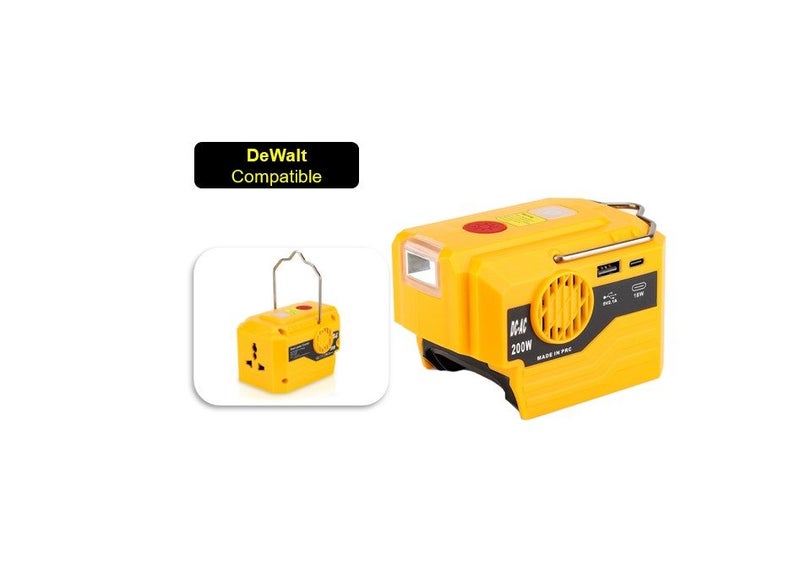 PTN 200W Power Inverter Compatible Dewalt 18v Battery To AC 230V Supply Carousel 1