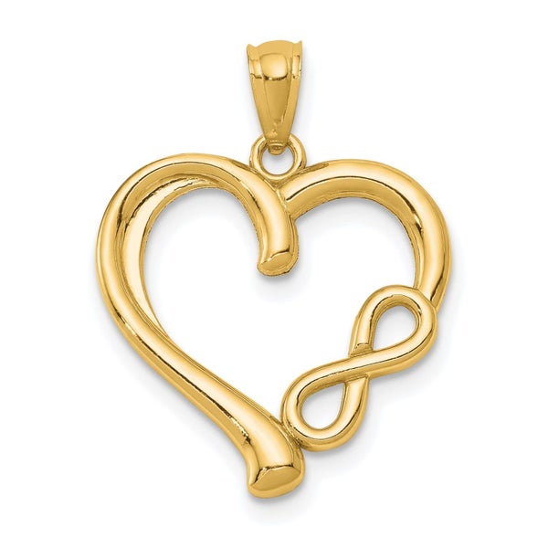 14K Real Solid Yellow Gold Infinity Symbol Heart Pendant Charm Carousel 1