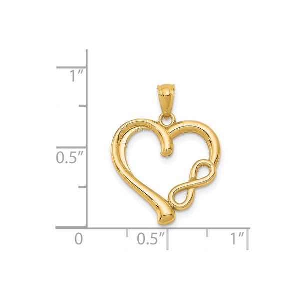 14K Real Solid Yellow Gold Infinity Symbol Heart Pendant Charm Carousel 3