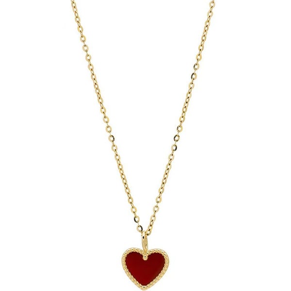 Brand New Red Agate Heart Shaped Pendant Solid 18K Yellow Gold Carousel 1
