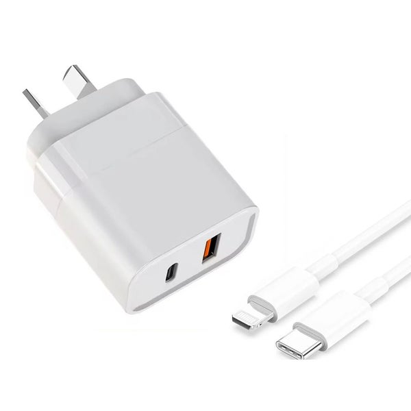 30W Superfast compatible Dual Wall Charger with USB-C to Lightning Carousel 1