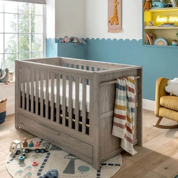 Mamas & Papas Franklin Grey Cot with Toddler Bed Extensions Carousel 1