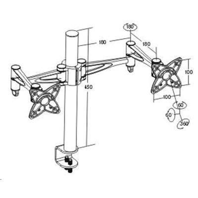 LUMI LCD-T9 Dual LCD Table Stand Supports 75 & 100 mm VESA mount. Max Load: Carousel 3