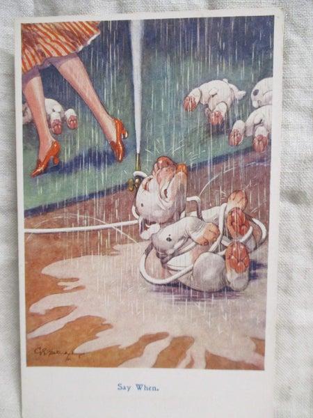PC 4263 - Bonzo Postcard - Say When Carousel 1