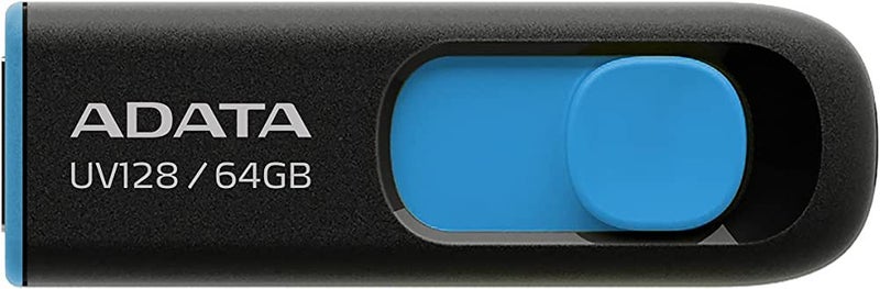 ADATA UV128 Dashdrive Retractable USB 3.0 64GB Blue/Black Flash Drive Carousel 2
