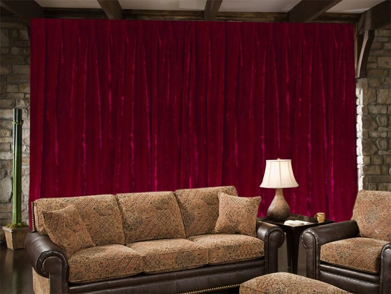 Large Velvet Curtains 608 x 230cm Drop PINCH PLEAT with 30 Hooks New Burgundy Carousel 2