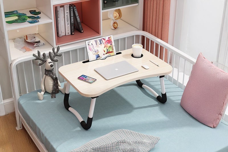 KUMLA Folding Laptop Table with Trays (Maple) Carousel 1