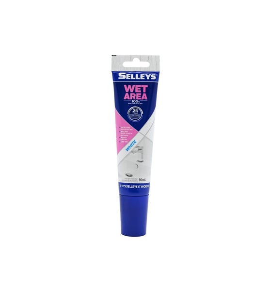 Selleys Wet Area Silicone Sealant Tube 90ml White Carousel 1