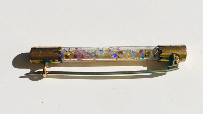 Victorian Gold and Opal Chip Bar Brooch Carousel 1