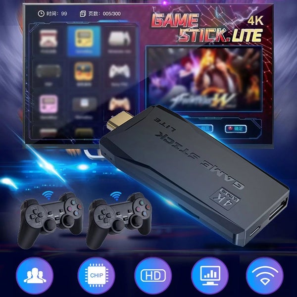 Plug n Play 4K HDMI 64GB, M8 Retro Game Console TV, Wireles Game Stick 20k+ Game Carousel 2