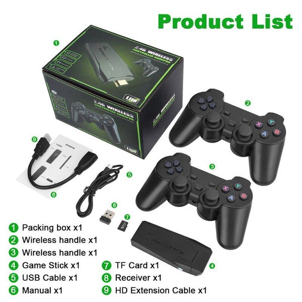 Plug n Play 4K HDMI 64GB, M8 Retro Game Console TV, Wireles Game Stick 20k+ Game Carousel 11