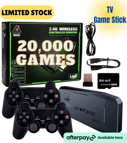 4K HDMI Plug and Play Retro video Game Stick 20,000 Plus Games, Dual Player 64GB Carousel 1