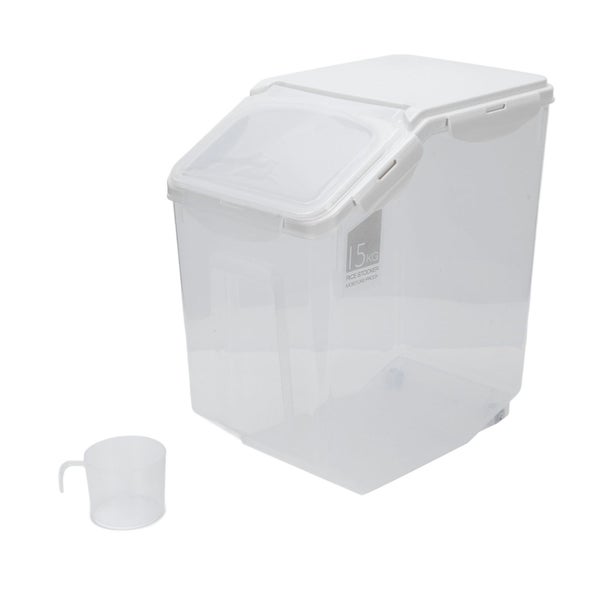 rice container storage with measuring cup transparent rice barrel Rice Barrel Carousel 8