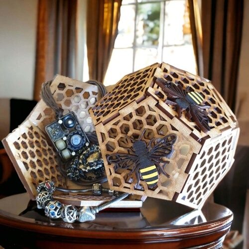 Pentagon Trinket Box - Honey Bee Carousel 2