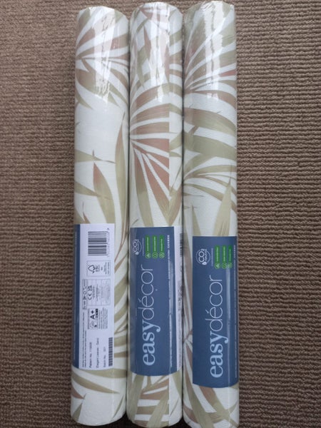 Wallpaper. Elegant Leaves - Sand. 3 roll bundle Carousel 1