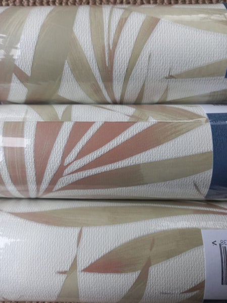 Wallpaper. Elegant Leaves - Sand. 3 roll bundle Carousel 3