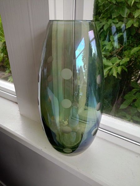 Brilliant Retro Crystal Polka Dot Silver-Blue Larger Vase - Bohemia or Sweden? Carousel 1