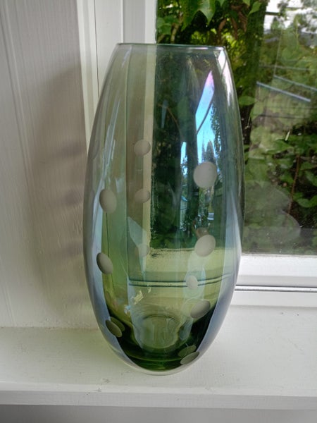Brilliant Retro Crystal Polka Dot Silver-Blue Larger Vase - Bohemia or Sweden? Carousel 2