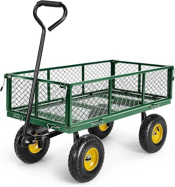 Heavy Duty Metal Gardening Trolley - Green Trailer Cart Carousel 1