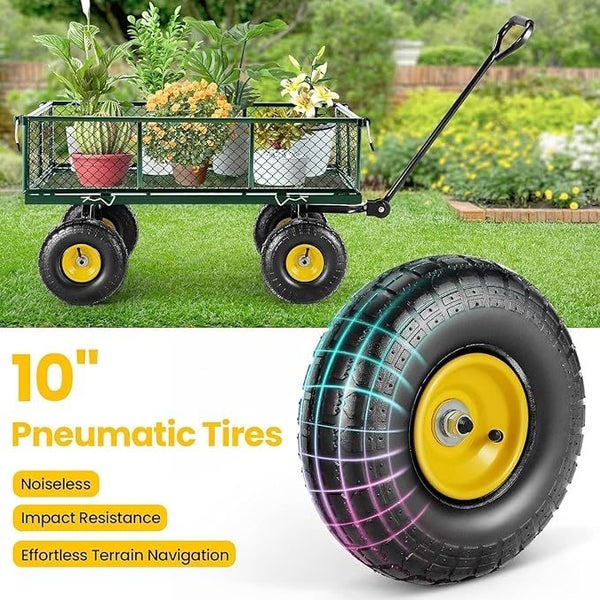Heavy Duty Metal Gardening Trolley - Green Trailer Cart Carousel 5