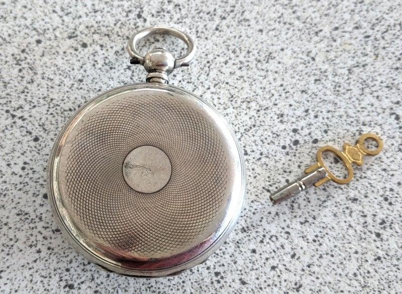 1900 Large Antique Fine Silver Pocket Watch - RUNNING Carousel 2