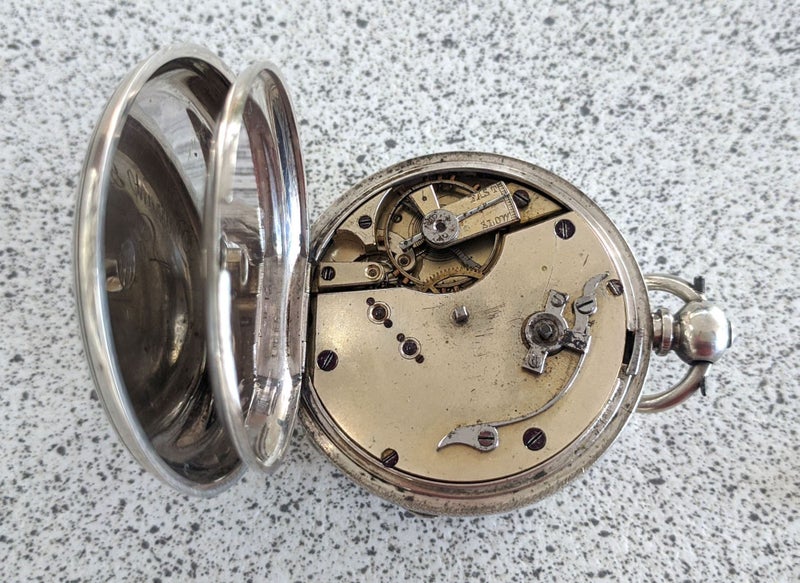 1900 Large Antique Fine Silver Pocket Watch - RUNNING Carousel 5