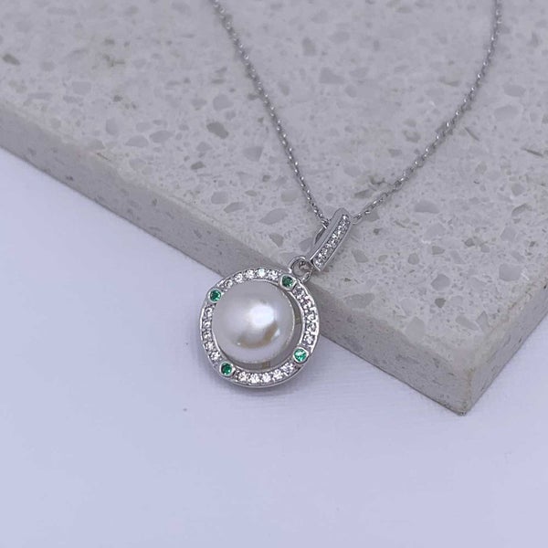Silver Pearl Crystal Necklace "Dariya" Carousel 7