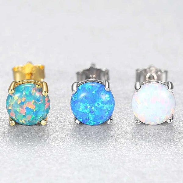 Silver Opal Stud Earrings "Tirina" (white) Carousel 2