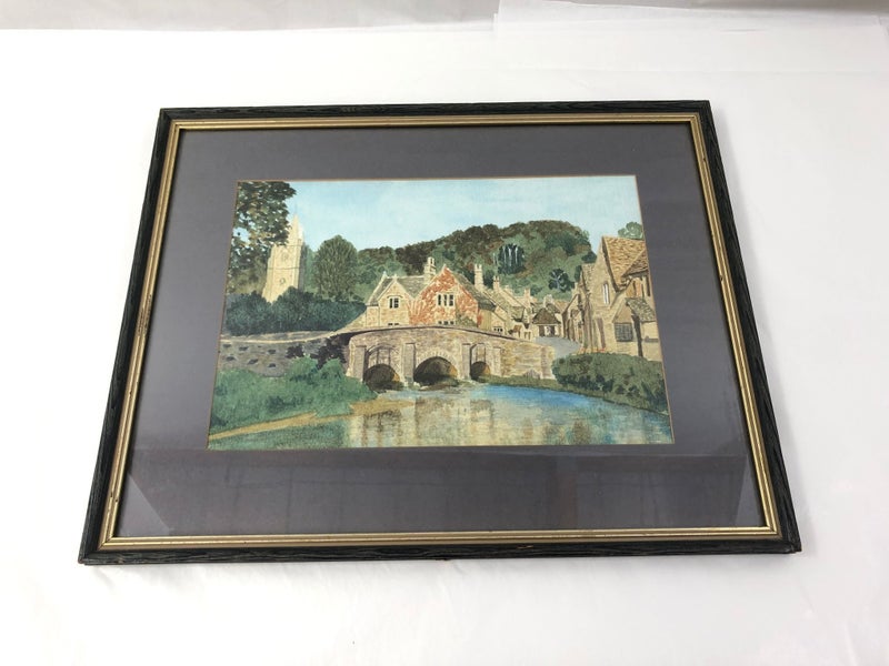 Village Scene Framed Watercolour (20244)629944649434911118
